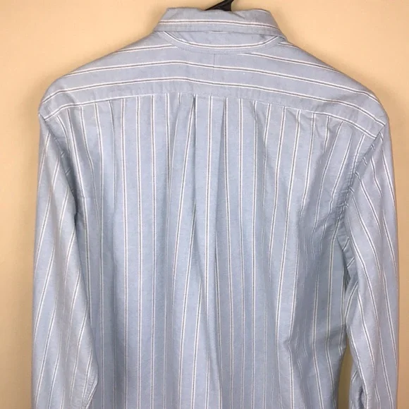 Ralph Lauren Men’s Classic Fit Light Blue White Black Pinstripe Button-Up Shirt - Picture 7 of 9